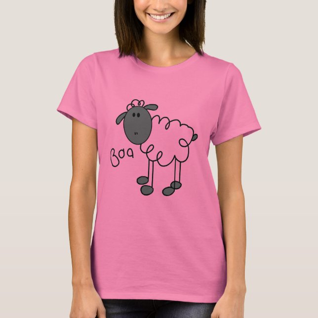Strichmännchen-Schaf-T-Shirts und Geschenke T-Shirt (Vorderseite)