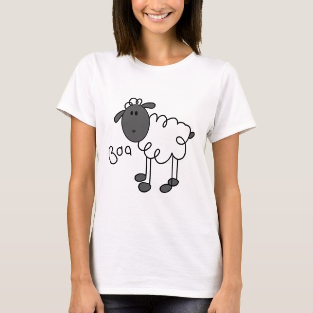Strichmännchen-Schaf-T-Shirts und Geschenke T-Shirt (Vorderseite)