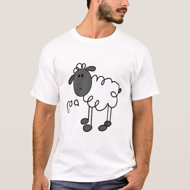 Strichmännchen-Schaf-T-Shirts und Geschenke T-Shirt (Vorderseite)