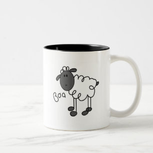 Strichmännchen-Schaf-T-Shirts und Geschenke Zweifarbige Tasse