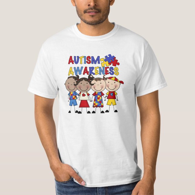 Strichmännchen scherzt Autismus-Bewusstsein T-Shirt (Vorderseite)