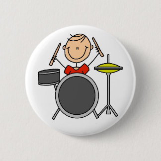 Strichmännchen-Schlagzeuger-Knopf Button