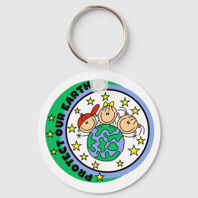 Strichmännchen schützt unsere T - Shirt und Gesche Schlüsselanhänger (Vorderseite)