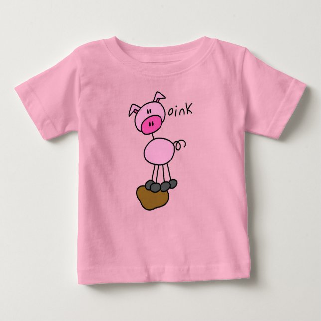 Strichmännchen-Schwein-T-Shirts und Geschenke Baby T-shirt (Vorderseite)