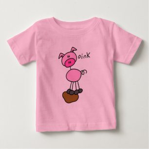 Strichmännchen-Schwein-T-Shirts und Geschenke Baby T-shirt