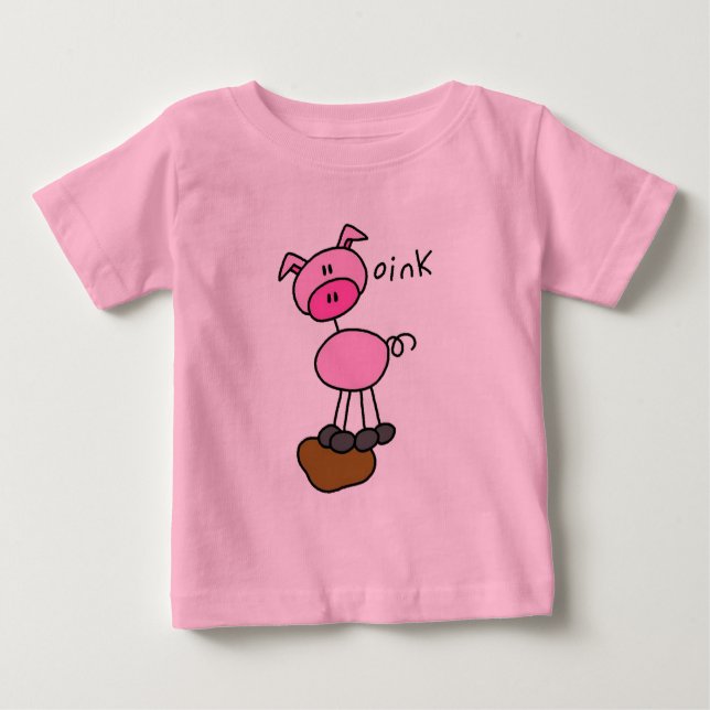 Strichmännchen-Schwein-T-Shirts und Geschenke Baby T-shirt (Vorderseite)