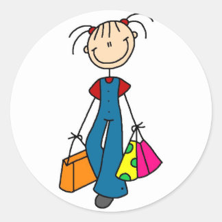 Strichmännchen Shopaufkleber Runder Aufkleber
