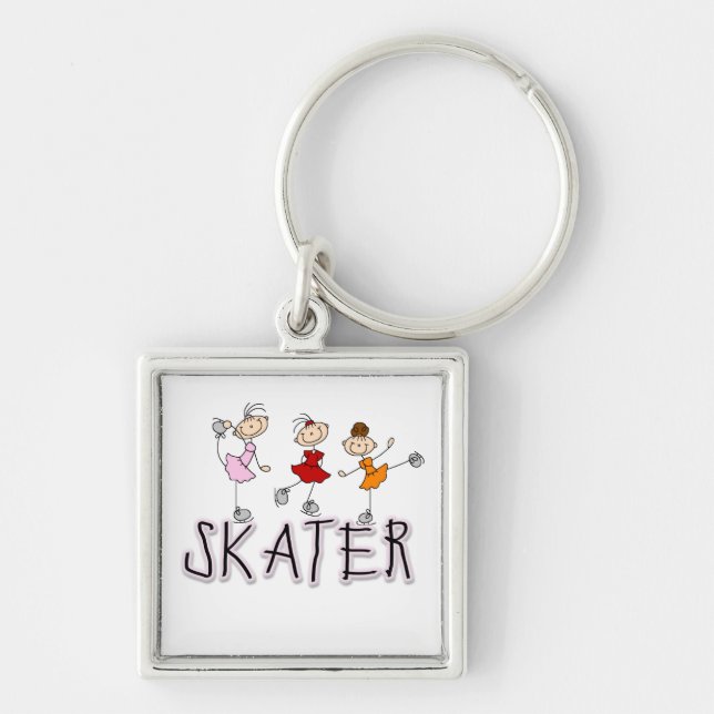 Strichmännchen-Skater-T-Shirts und Geschenke Schlüsselanhänger (Vorne)