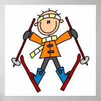 Strichmännchen Skier T - Shirt und Geschenke