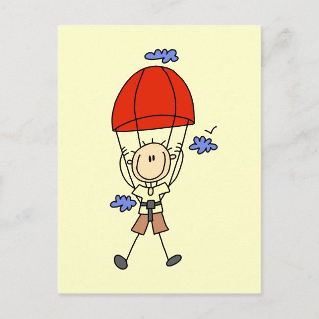 Strichmännchen Sky Diver Tshirts und Geschenke Postkarte (Vorderseite)