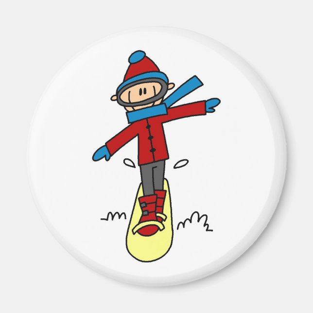 Strichmännchen Snowboarden Magnet (Vorne)