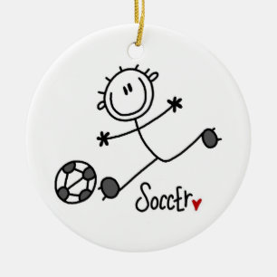 Strichmännchen Soccer Player T - Shirt und Geschen Keramik Ornament