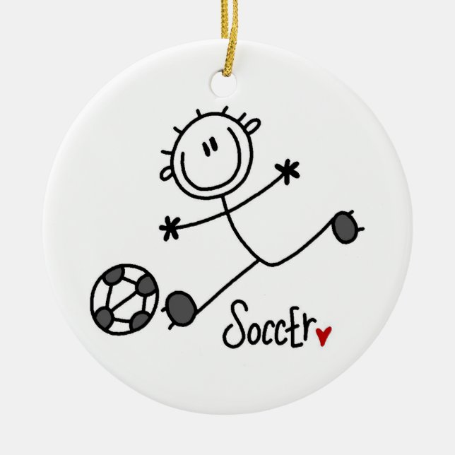 Strichmännchen Soccer Player T - Shirt und Geschen Keramik Ornament (Vorne)