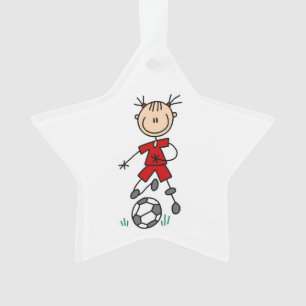 Strichmännchen Soccer Red Uniform Akronylic Orname Ornament