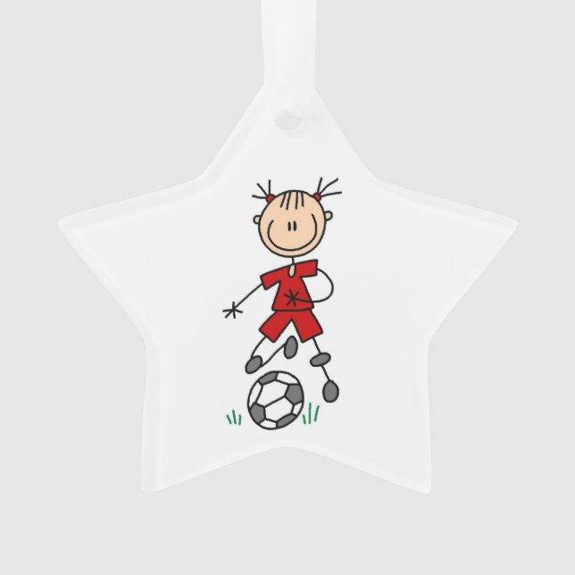 Strichmännchen Soccer Red Uniform Akronylic Orname Ornament (Vorderseite)