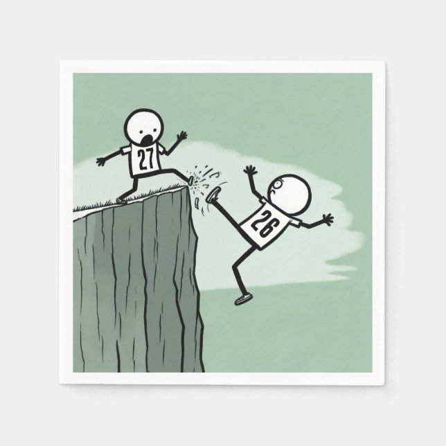 Strichmännchen Spaß für das neue Jahr 2027 Serviette (Vorderseite)