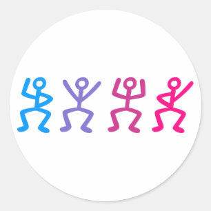 Strichmännchen stick figures runder aufkleber