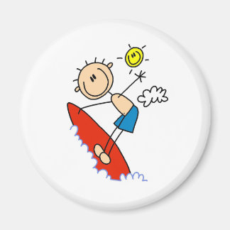 Strichmännchen Surfer Boy Button Magnet