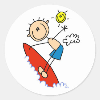 Strichmännchen Surfer Boy Stickers