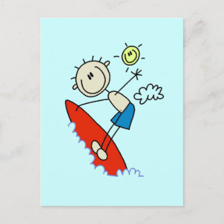 Strichmännchen Surfer Boy Tshirts und Geschenke Postkarte