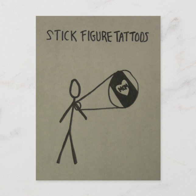 Strichmännchen TATTOOS Postkarte (Vorderseite)
