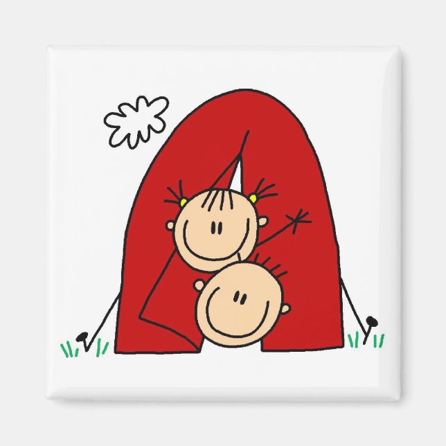 Strichmännchen Tenting Tshirts und Geschenke Magnet (Vorne)