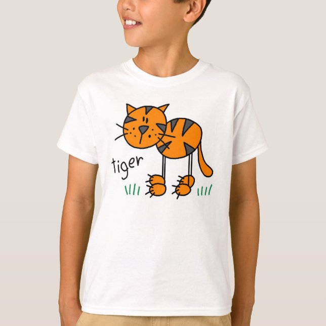 Strichmännchen-Tiger T-Shirt (Vorderseite)
