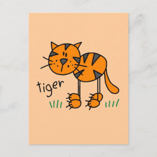 Strichmännchen Tiger T - Shirt und Geschenke Postkarte
