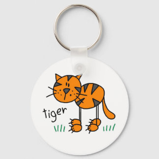 Strichmännchen Tiger T - Shirt und Geschenke Schlüsselanhänger