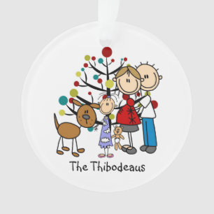 Strichmännchen Vater, Mama, Mädchen, Hunde Acrylsc Ornament