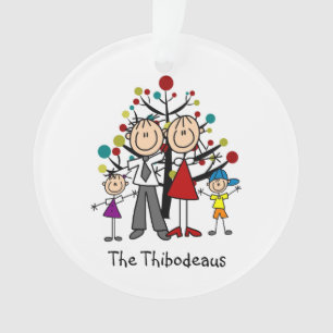 Strichmännchen Vater, Mama, Mädchen, Junge Akrylve Ornament