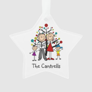 Strichmännchen-Vater, Mama, Mädchen, Ornament