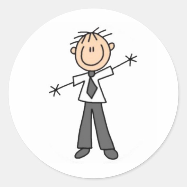 Strichmännchen Vater Runder Aufkleber (Vorderseite)