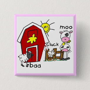 Strichmännchen-Vieh-T-Shirts und Geschenke Button