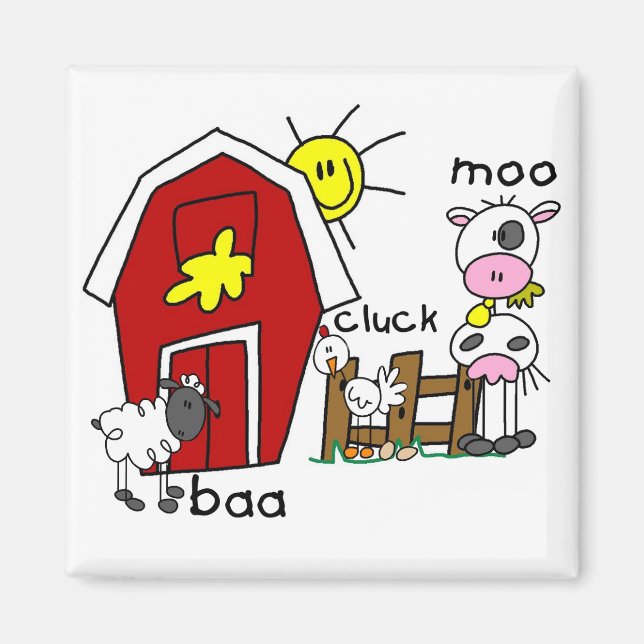 Strichmännchen-Vieh-T-Shirts und Geschenke Magnet (Vorne)