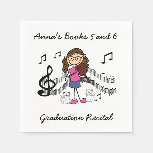 Strichmännchen Violin Player Paper Napkins Serviette (Vorderseite)