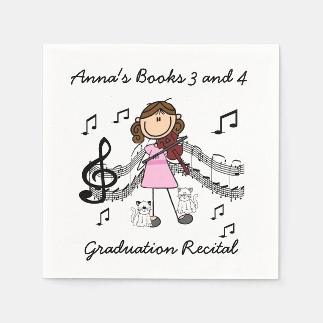 Strichmännchen Violin Player Paper Napkins Serviette (Vorderseite)