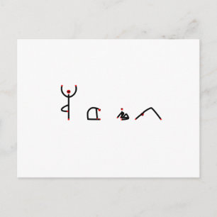 Strichmännchen von Yoga-Posen, die YOGA schreiben. Postkarte