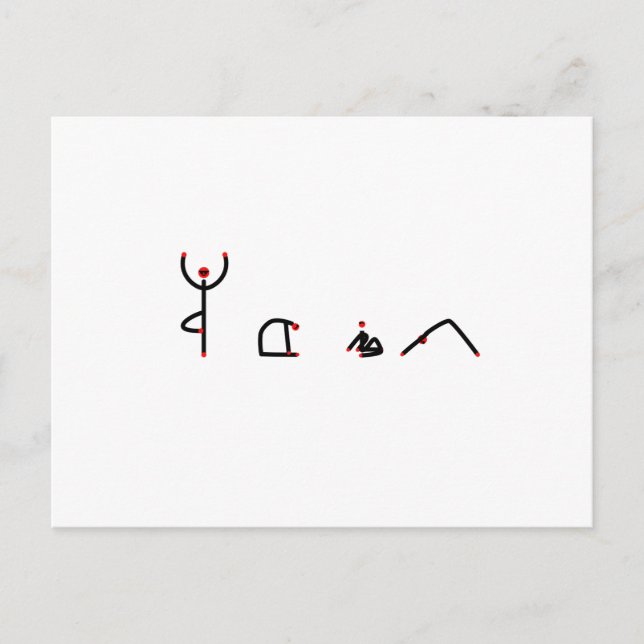 Strichmännchen von Yoga-Posen, die YOGA schreiben. Postkarte (Vorderseite)