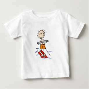 Strichmännchen-Wasser-Skifahrent-shirts und Baby T-shirt