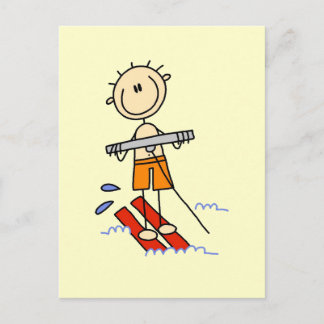 Strichmännchen-Wasser-Skifahrent-shirts und Postkarte