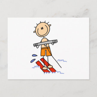 Strichmännchen Wasserski - Schirme und Geschenke Postkarte