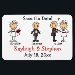 Strichmännchen Wedding Premium Flexi Magnet<br><div class="desc">Dieses hübsche Save the Date-Design macht Spaß und ist sorglos! Fertig mit Strichmännchen und Bräutigam mit roten Akzenten. Ich kann die Farbe des Akzents auf alles ändern,  was du willst! Einfach mit Ihren Namen und dem Hochzeitsdatum personalisieren.</div>