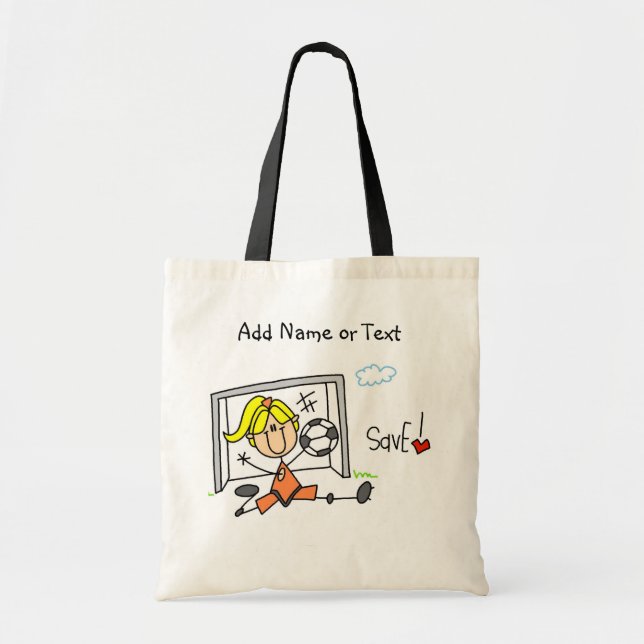 Strichmännchen-weibliche Fußballgoalie-Tasche Tragetasche (Vorne)