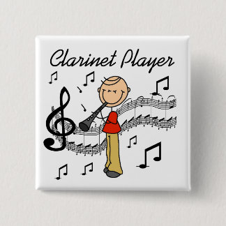 Strichmännchenclarinet-Spieler-T-Shirts und Button
