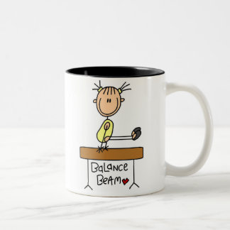 StrichmännchenGymnast auf Schwebebalken-Tasse Zweifarbige Tasse