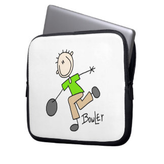 Strichmännchenmännliche Bowler-T - Shirts und Laptopschutzhülle