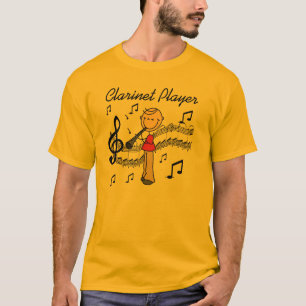 Strichmännchenmännliche Clarinet-Spieler-T-Shirt T-Shirt