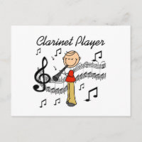 Strichmännchenmännliche Clarinet-Spieler-T-Shirts