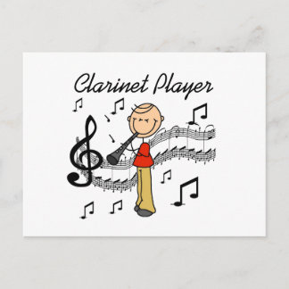 Strichmännchenmännliche Clarinet-Spieler-T-Shirts Postkarte